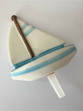 Nora Fleming Retired Mini Sailboat "Sail Me Away" A136 Nautical Beach Blue White